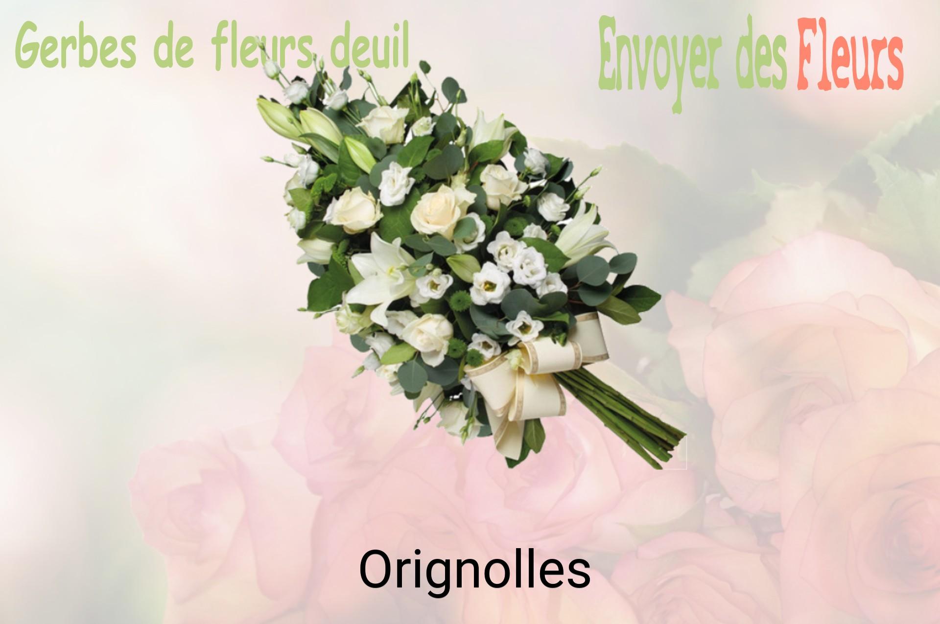 Gerbe de fleurs de deuil livrée à Orignolles